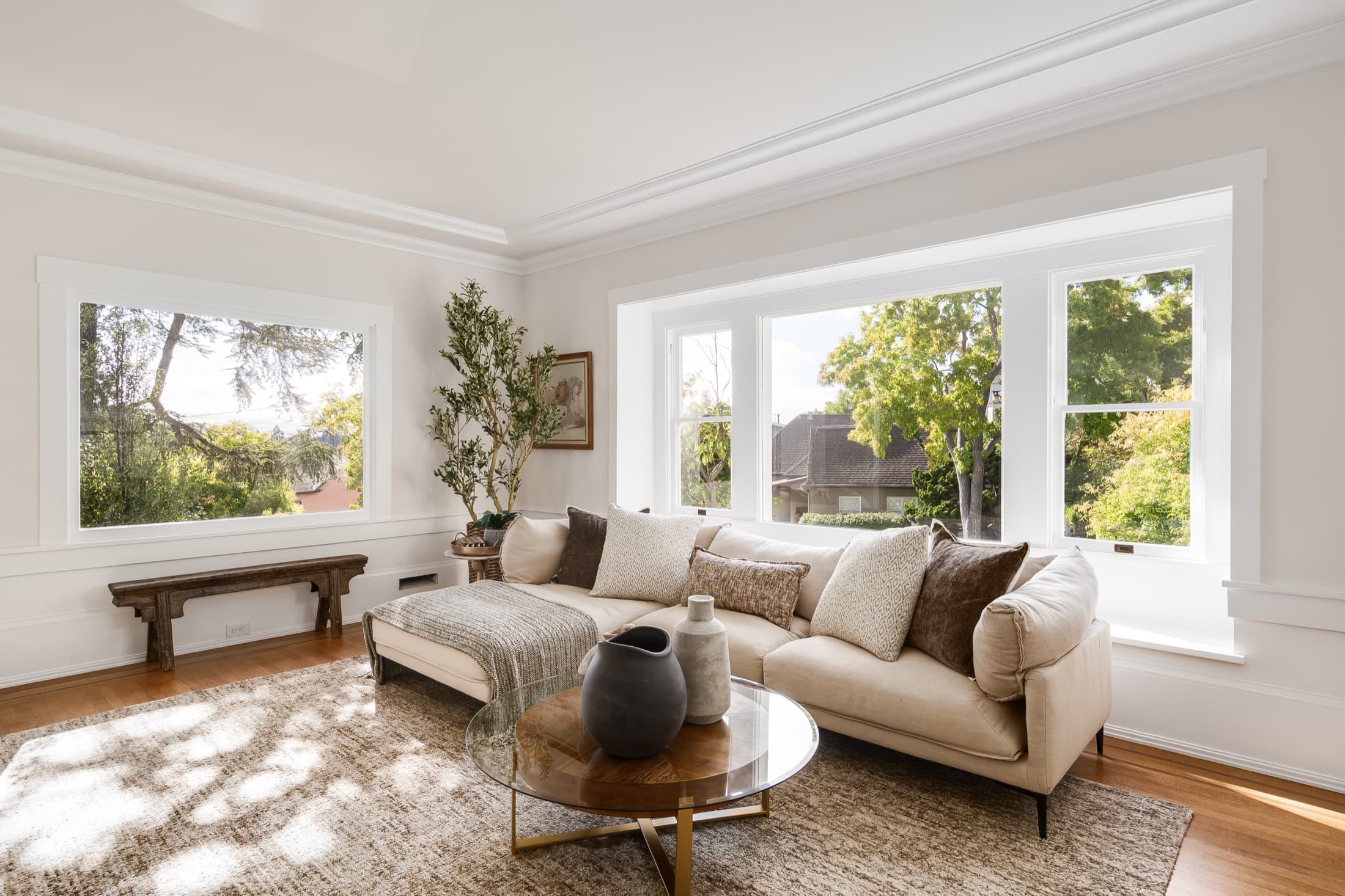 Bay windows along the living room.
