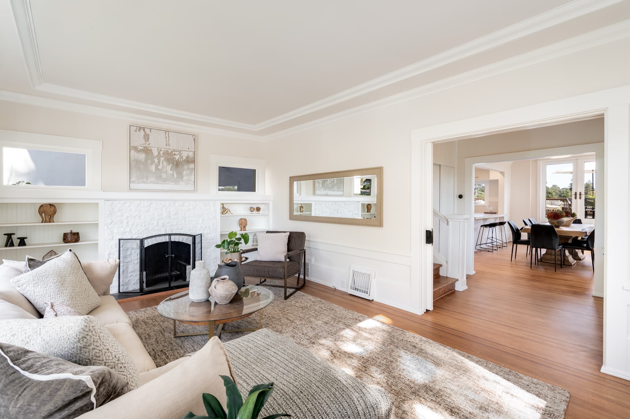 Living room through to the dining room.