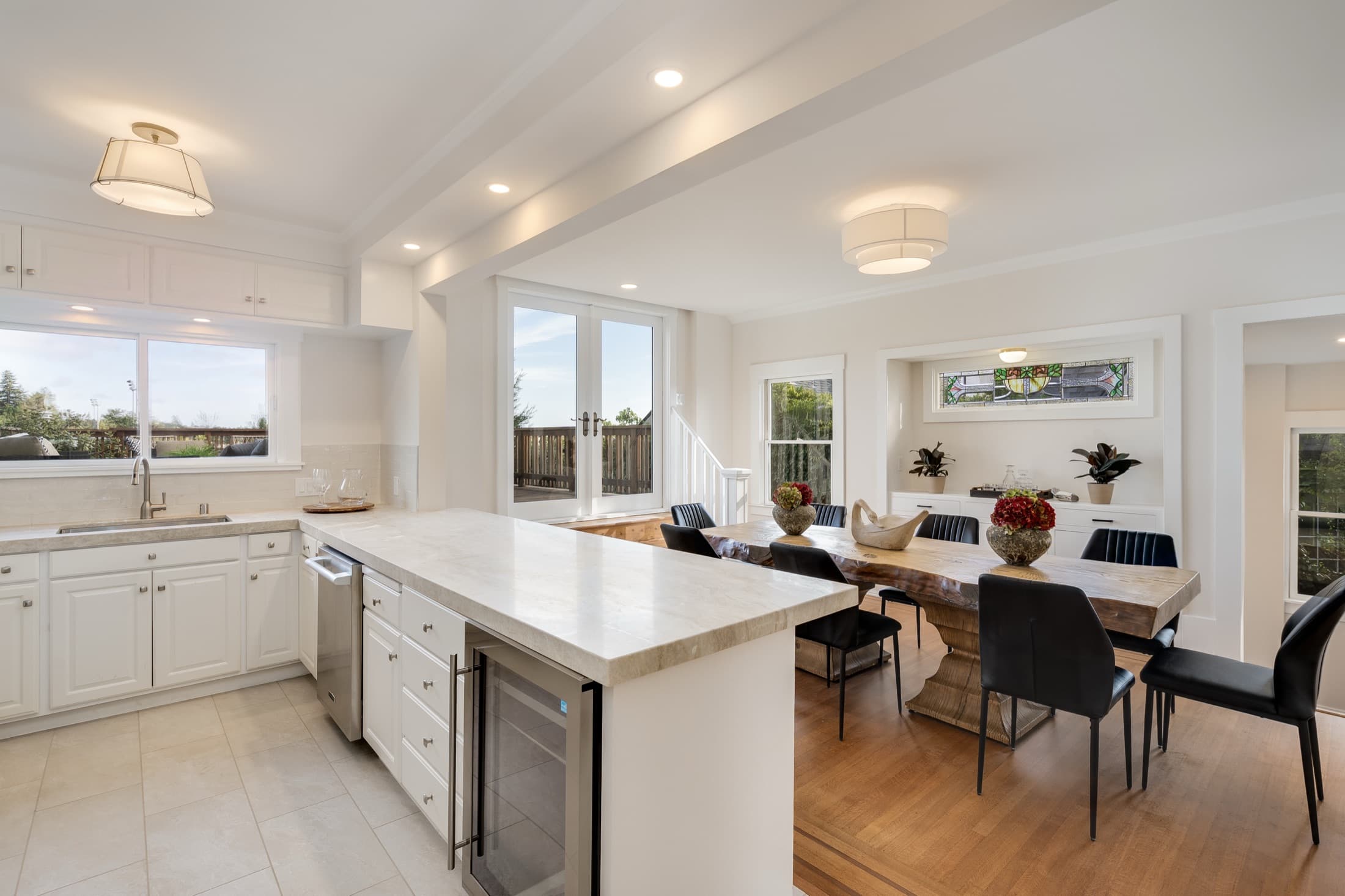 The kitchen island, facing the dining room.