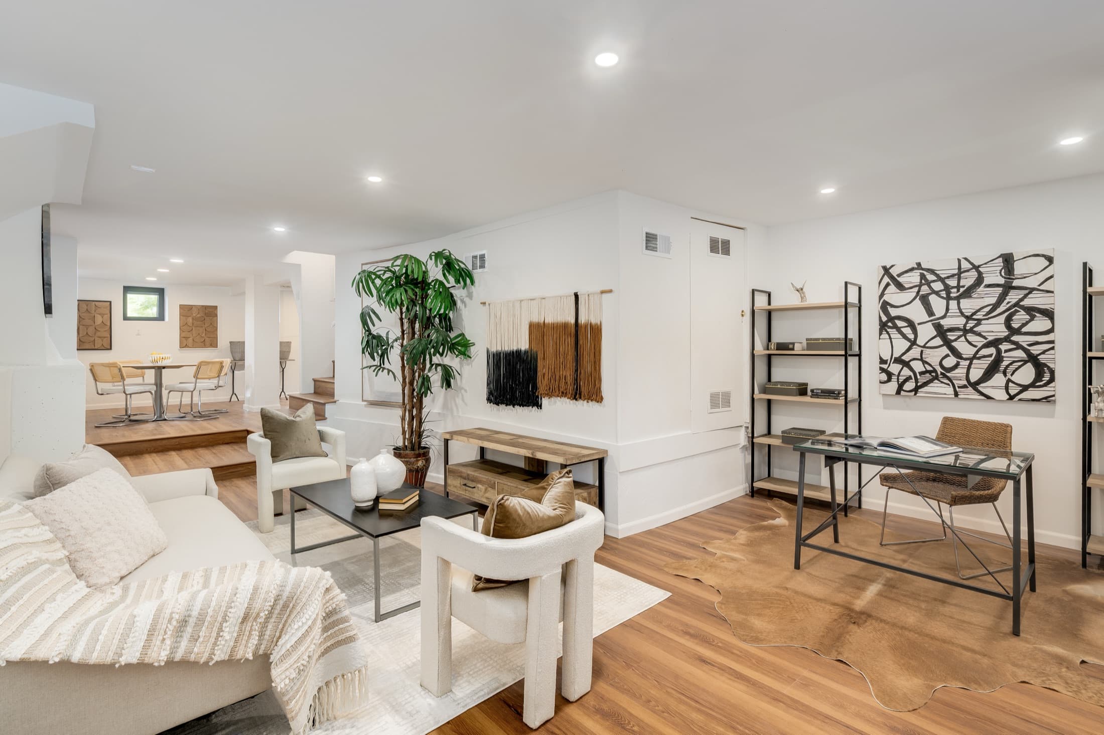 The lower-level living room.